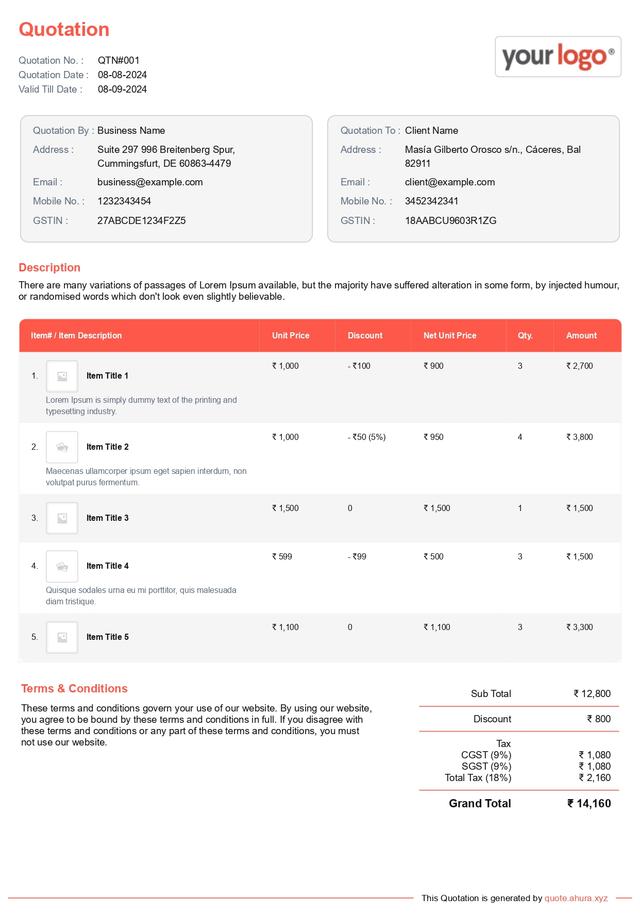 Free Quotation Format 1