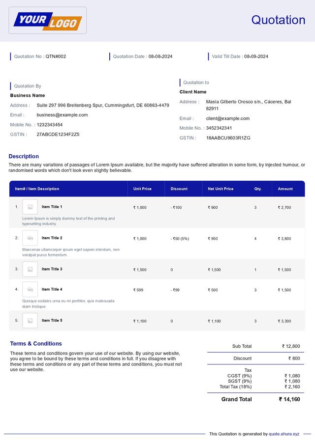 Free Quotation Format 2